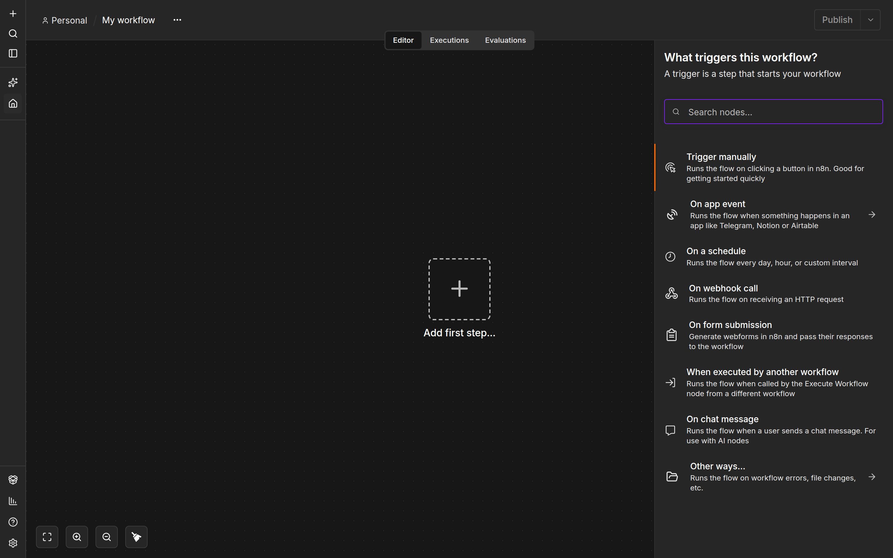 Step 1 of connecting n8n, shown in n8n