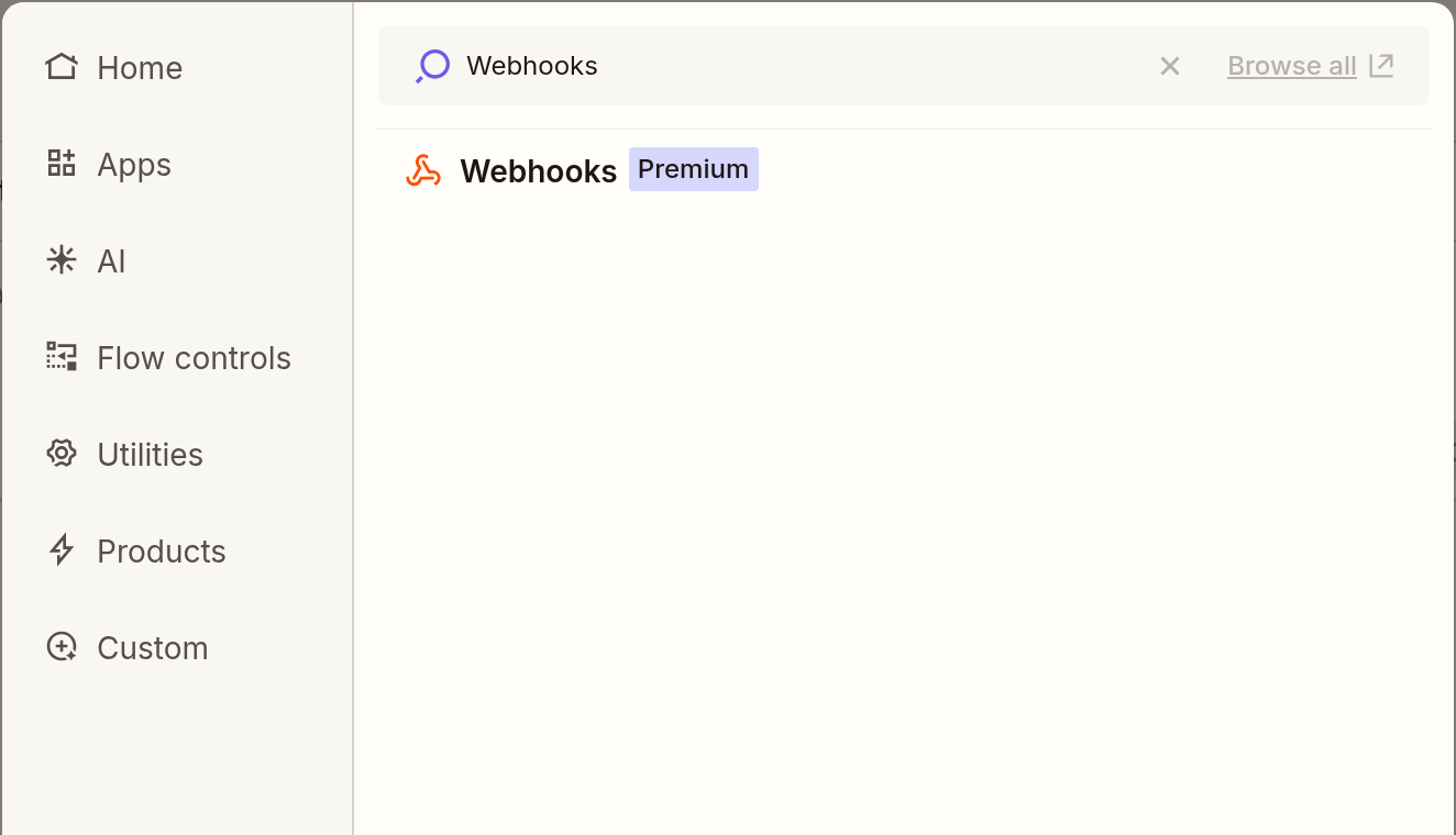 Step 1 of connecting Zapier, shown in Zapier