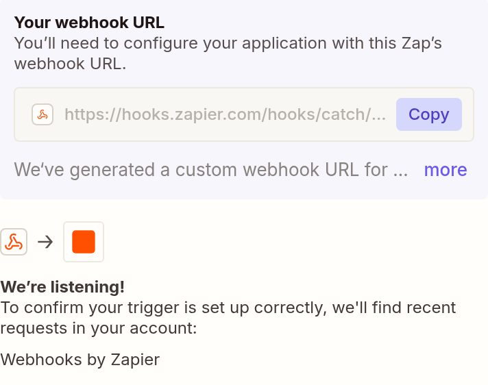 Step 2 of connecting Zapier, shown in Zapier